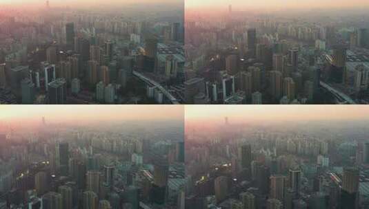 航拍上海市中心景色高清在线视频素材下载