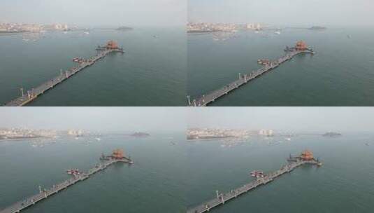 原创 青岛栈桥景区海滨自然风光航拍高清在线视频素材下载