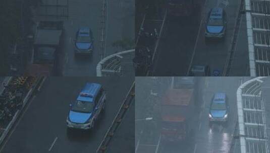 雨中行驶的各种车辆合集高清在线视频素材下载