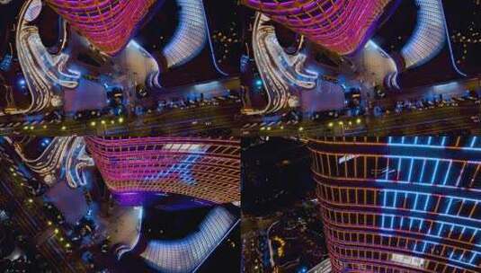 上海虹口区夜景航拍高清在线视频素材下载