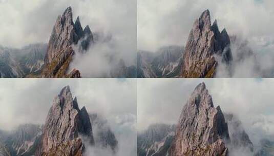 航拍阳光下的雪山巍峨山峰山脉山峦高清在线视频素材下载