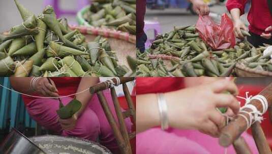 端午节卖粽子实拍4K高清在线视频素材下载