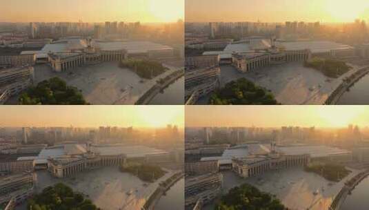 日出时分黄金时刻的天津市天津火车站高清在线视频素材下载