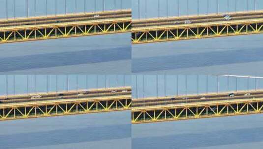 航拍武汉杨泗港长江大桥双层道路交通车流高清在线视频素材下载
