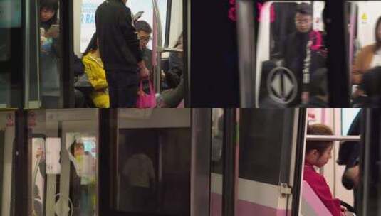 武汉地铁车厢关门开动 组镜高清在线视频素材下载