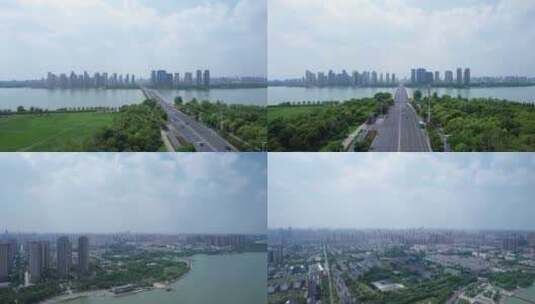 蚌埠龙子湖城市风光航拍高清在线视频素材下载
