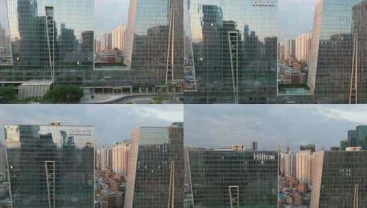 深圳城市福田高楼摩天大楼建筑航拍高清在线视频素材下载