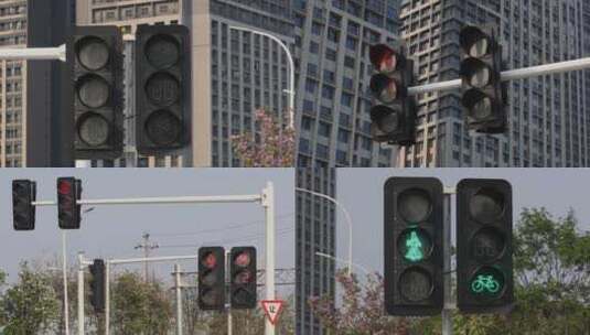 城市街道红绿灯交通信号灯合集高清在线视频素材下载