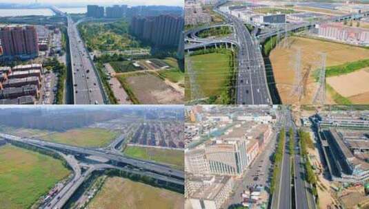 杭州钱塘新区汽车车辆车流延时风景视频素材高清在线视频素材下载