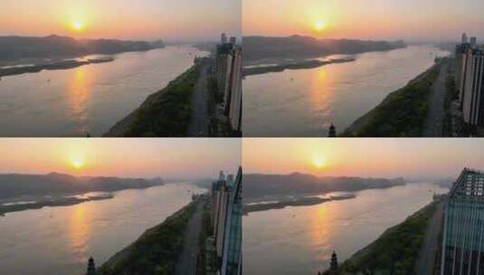 航拍湖北宜昌天然塔夕阳西下高清在线视频素材下载