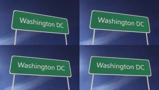 华盛顿特区特拉维夫城市路标在蓝天上。城市高清在线视频素材下载