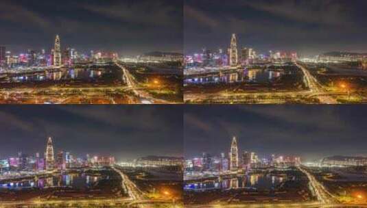 深圳城市夜景航拍延时4k高清在线视频素材下载