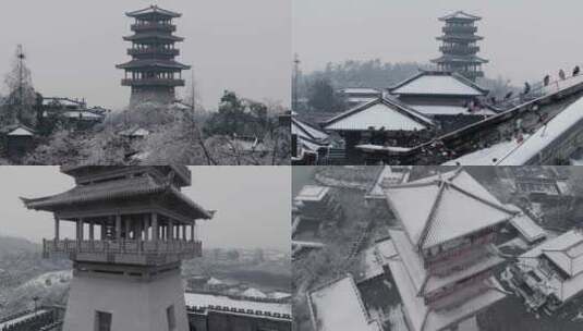 古城下雪 古建筑 雪后古城 古代素材高清在线视频素材下载