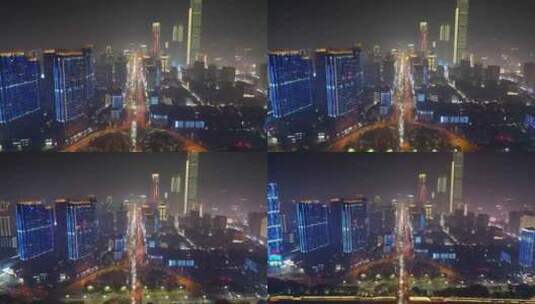 湖南长沙城市夜景交通航拍高清在线视频素材下载