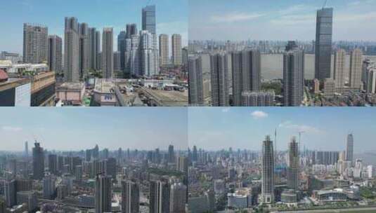 航拍湖北武汉汉口城市建设武汉CBD高清在线视频素材下载