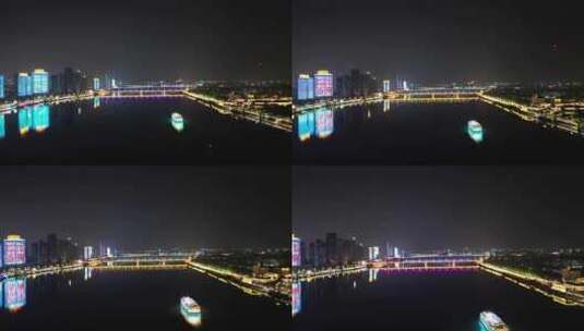 航拍湖北襄阳夜景高清在线视频素材下载