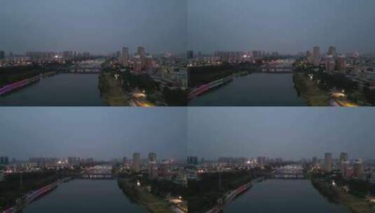 航拍河南漯河大景城市建设高清在线视频素材下载