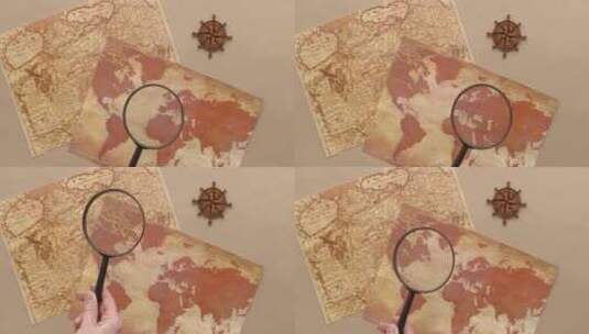 一个放大世界地图的人高清在线视频素材下载