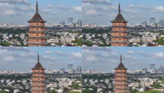 江南姑苏地标报恩寺北寺塔（航拍运镜）高清在线视频素材下载