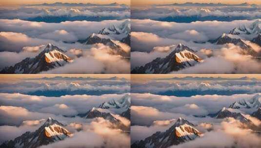 雪山云雾阳光山峰云海日出自然生态环境风景高清在线视频素材下载