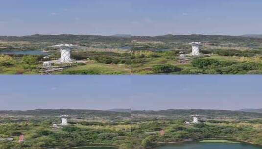 四川达州莲花湖湿地公园竖版航拍高清在线视频素材下载