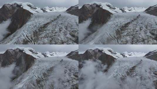 航拍四川第二高峰中山峰冰川冰塔林风光高清在线视频素材下载