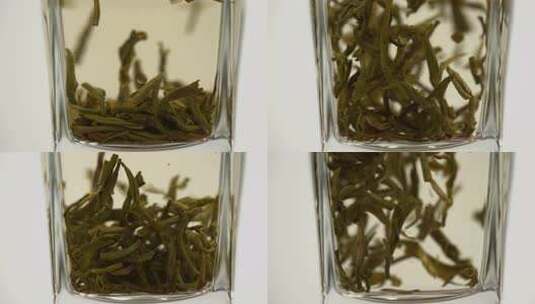 玻璃杯泡绿茶特写高清在线视频素材下载