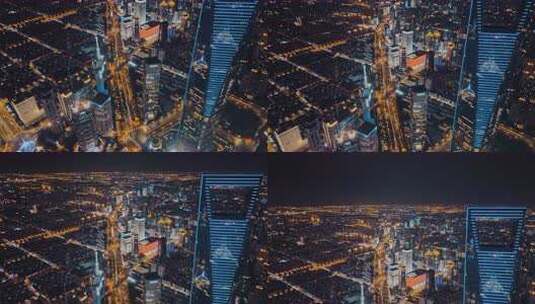 通透上海夜景航拍高清在线视频素材下载