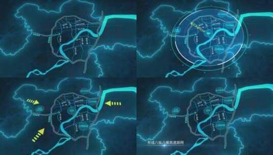 杭州八横八纵高速路网地图AE模板高清AE视频素材下载