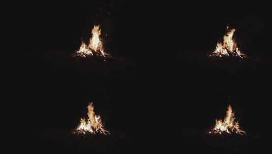 篝火照亮了黑暗的夜晚高清在线视频素材下载