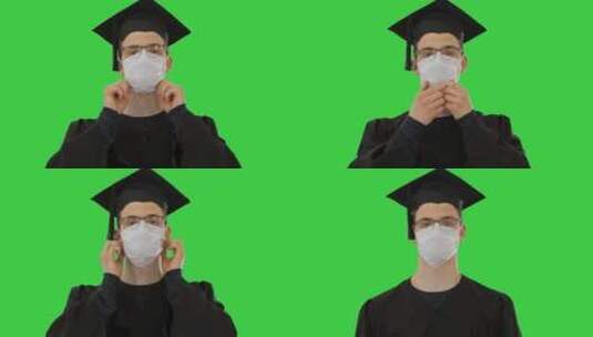 戴着口罩的毕业生高清在线视频素材下载