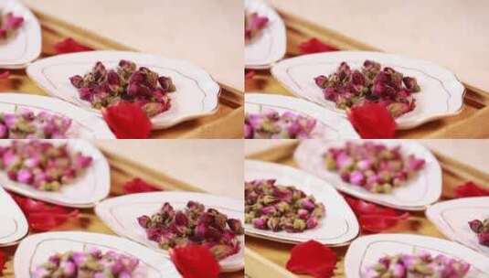玫瑰花桃花养生茶原料高清在线视频素材下载