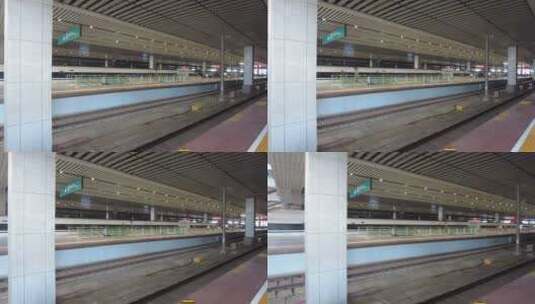 高铁站内轨道列车站台高清在线视频素材下载