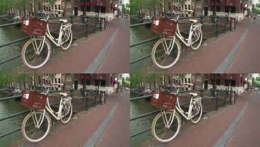 阿姆斯特丹大桥上的自行车高清在线视频素材下载