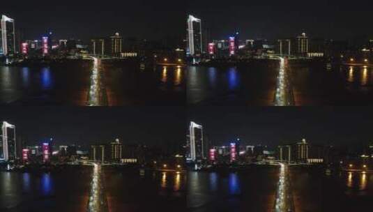 航拍福建福州尤溪大桥夜景灯光高清在线视频素材下载