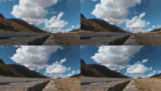 4k延时公路视频藏区藏族美丽蓝天白云飘荡高清在线视频素材下载