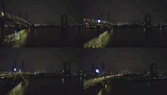 2022洛溪大桥车辆车流公交车通过大桥夜景高清在线视频素材下载