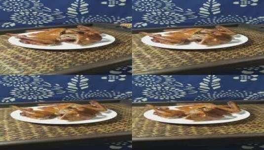 烤脆皮乳鸽美食4k实拍视频高清在线视频素材下载