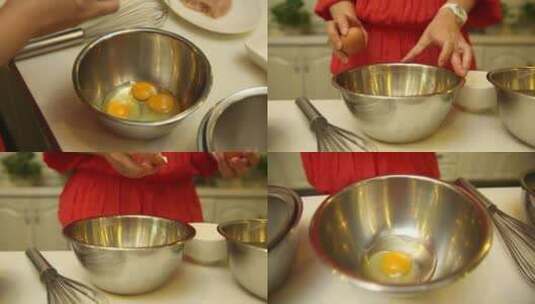 【镜头合集】厨师磕鸡蛋打鸡蛋高清在线视频素材下载