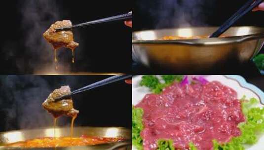 火锅鲜肉涮锅捞出绝美画面高清在线视频素材下载