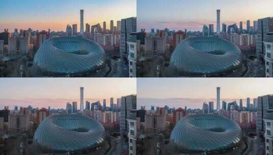 北京凤凰中心4K日转夜延时视频高清在线视频素材下载