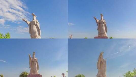 鄂州城市地标吴王孙权像大范围延时摄影高清在线视频素材下载
