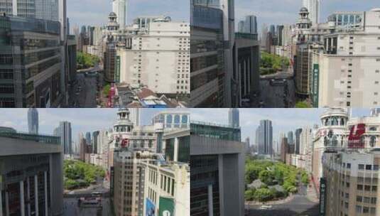 航拍上海南京路步行街高清在线视频素材下载