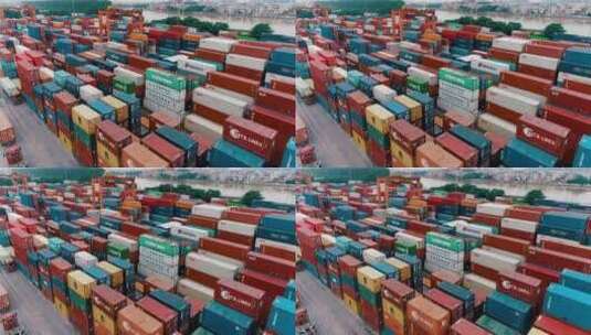 海关大型货柜码头高清在线视频素材下载