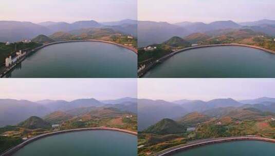 航拍夕阳下青山顶山美丽的湖州安吉江南天池高清在线视频素材下载