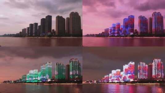 江畔城市建筑日转夜26高清在线视频素材下载