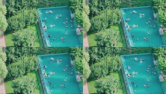 8k俯拍露天游泳池高清在线视频素材下载