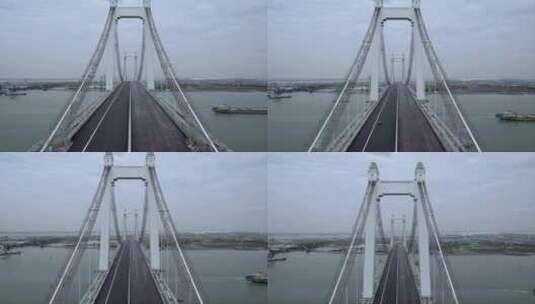 航拍大桥建设状态，升镜头拍摄高清在线视频素材下载