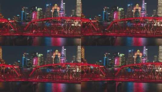 4K上海航拍外滩外白渡桥陆家嘴背景高清在线视频素材下载
