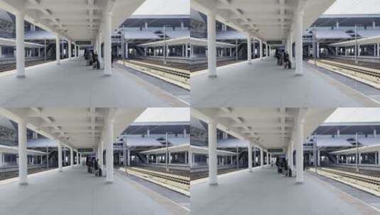 中国城市高铁站站台乘客等车高清在线视频素材下载